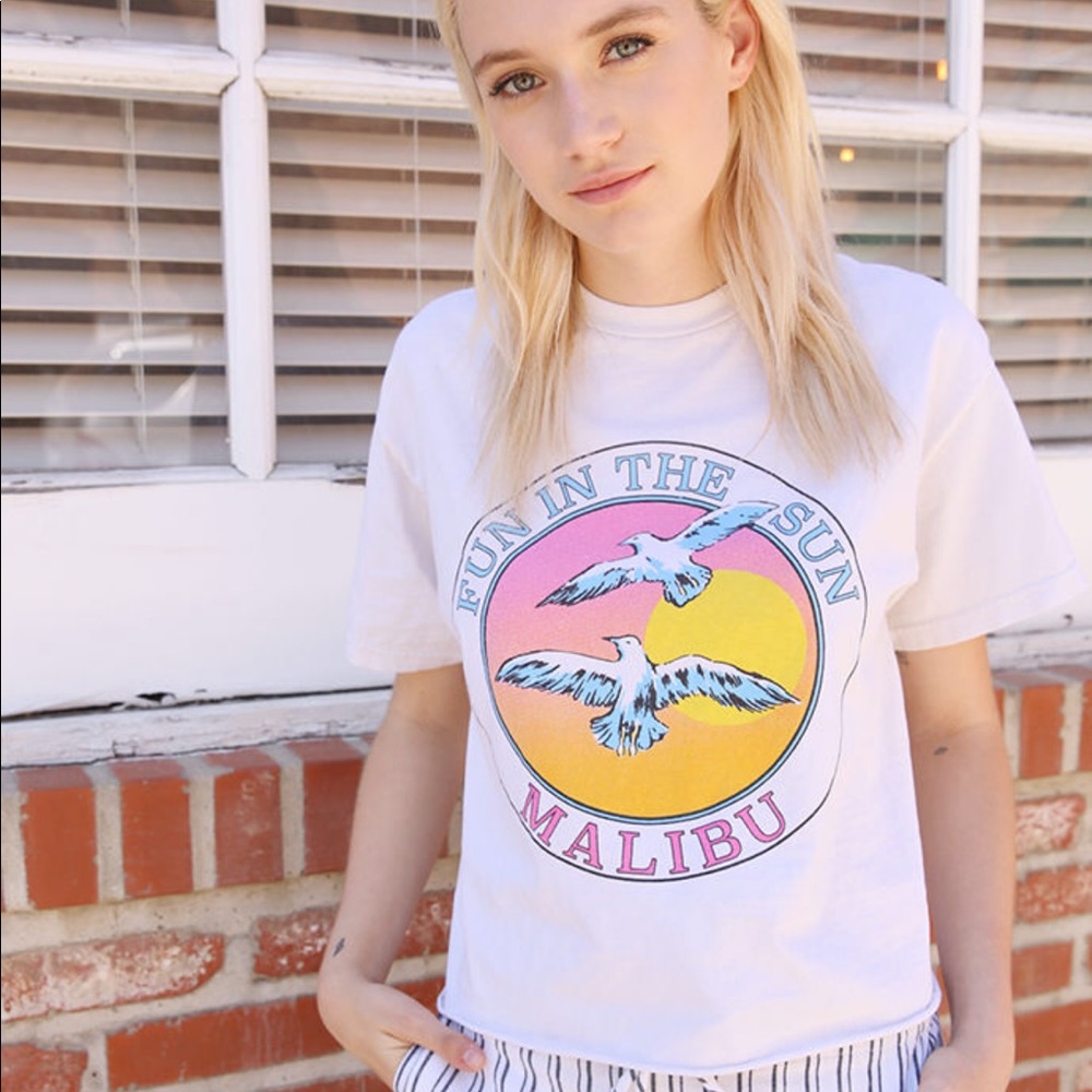 Brandy Melville Fun in the sun cropped tee